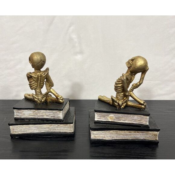 2 Skeleton Potion &Poisons and Book of Spells Decor Halloween Gold and Black - Picture 4 of 12